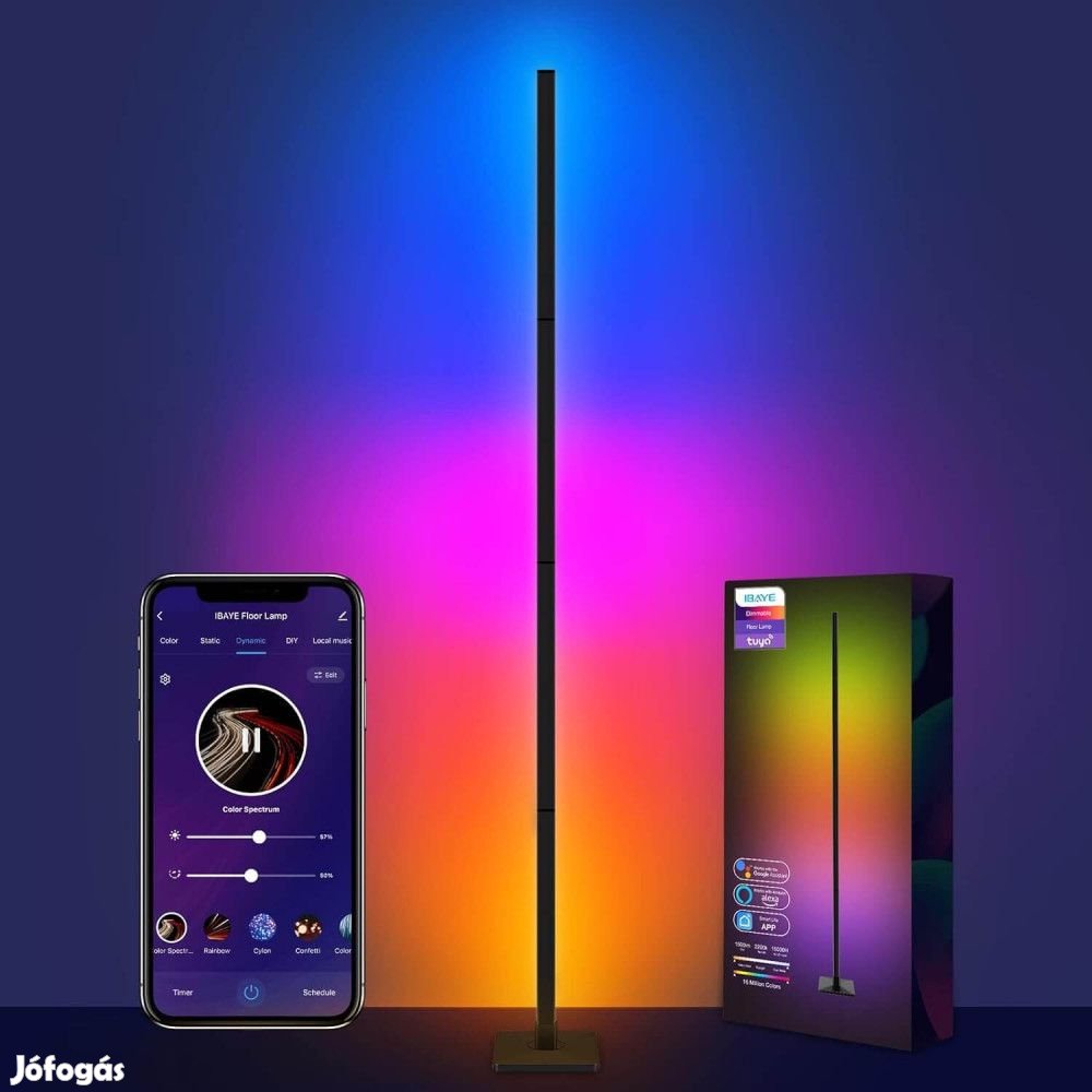 iBaye Okos LED Állólámpa - RGB Saroklámpa Zenével és DIY Móddal