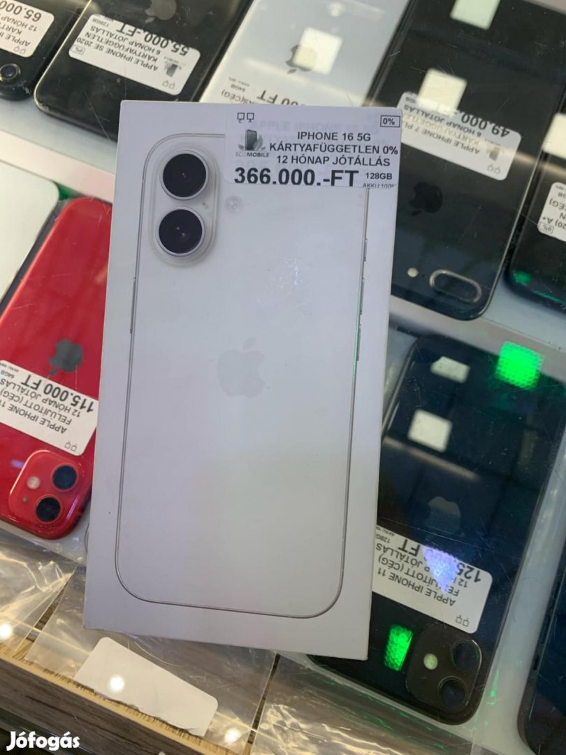 iPhone 16 Kártyafüggetlen 128 GB, 12 hó garancia