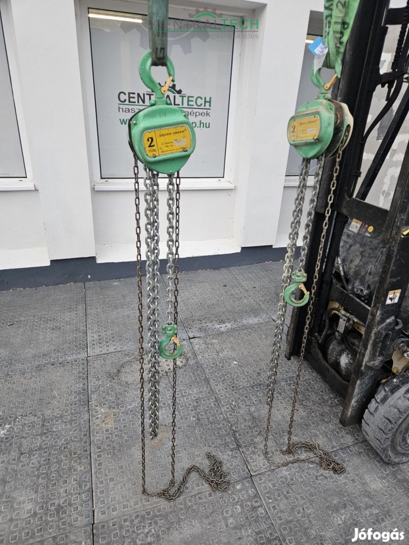 ipari láncos emelő 2tonnás DELTA GREEN 2000Kg. kézi csörlő