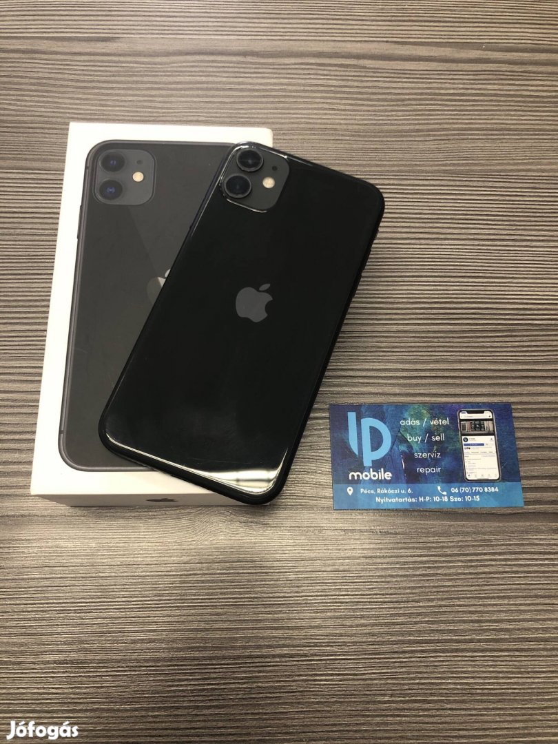 iphone 11, Megkímélt, 64GB, Fekete, Független, Garancia