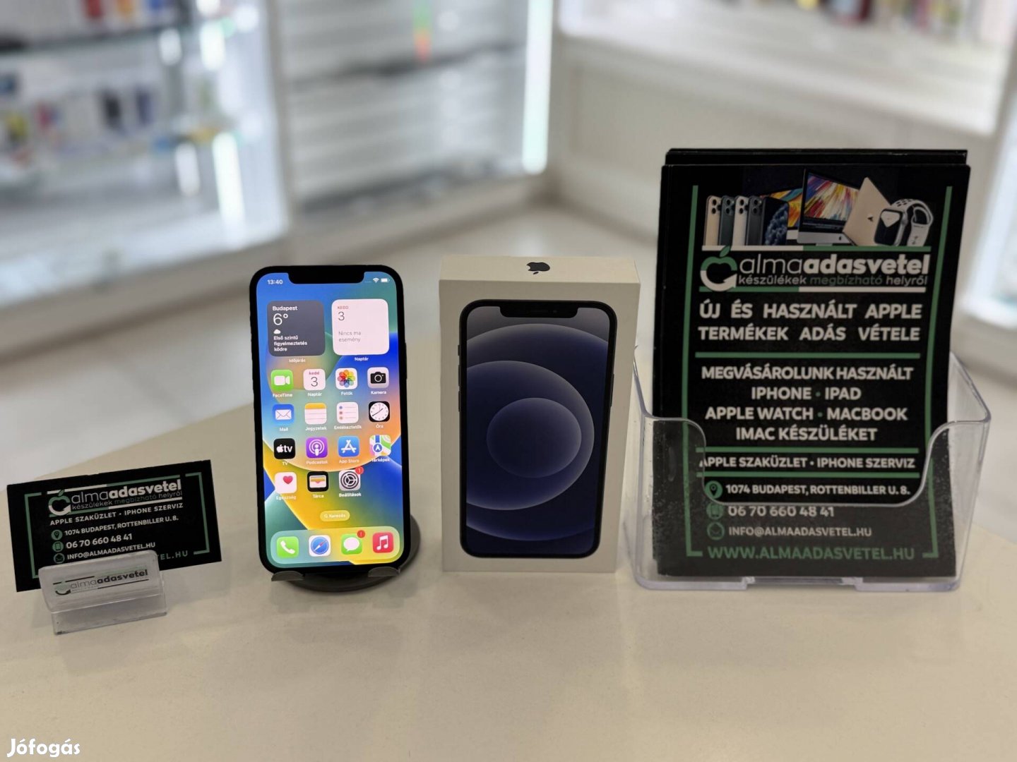 iphone 12 128GB Fekete Vodafone Újszerű/1-3 hónap gar./p3895/