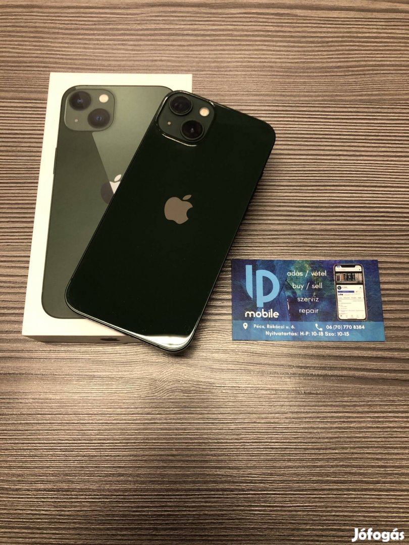 iphone 13, Megkímélt, 128GB, Zöld, Dobozos, Garancia