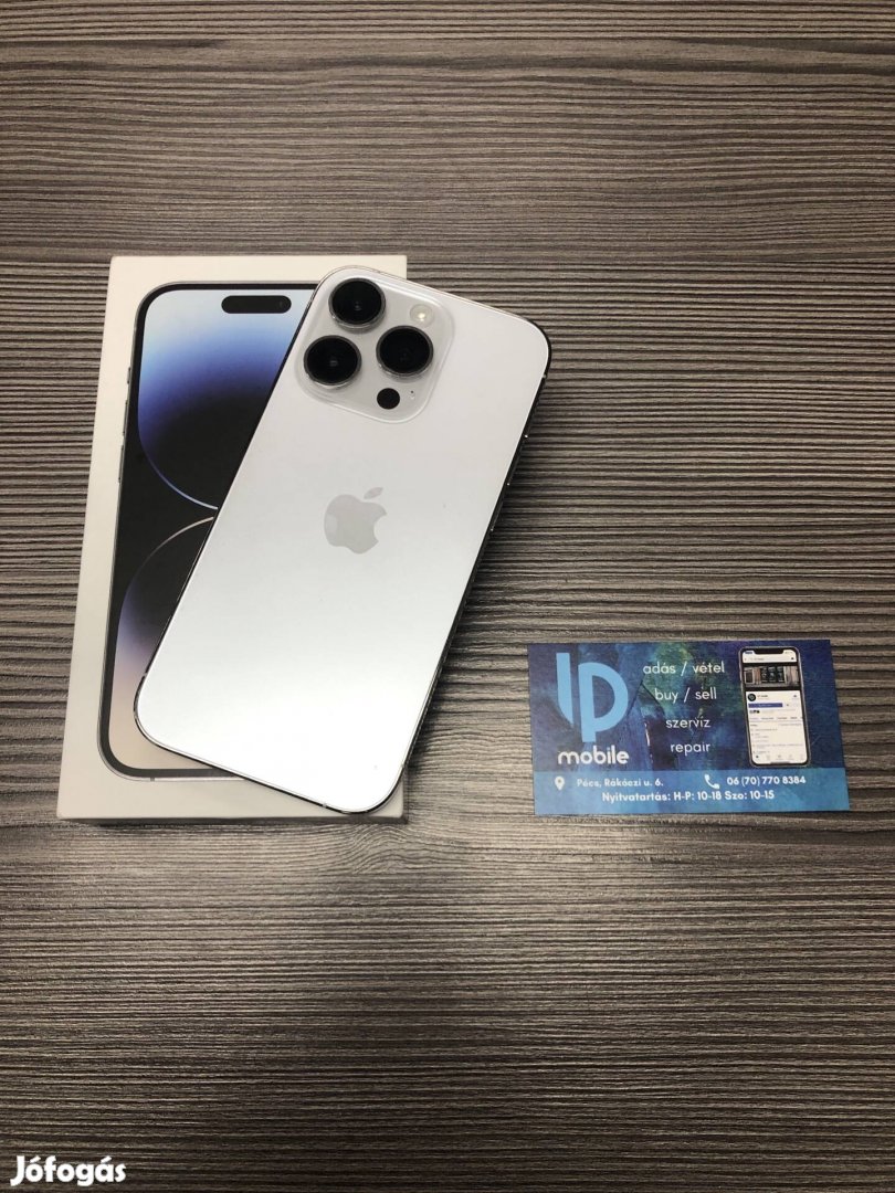 iphone 14 Pro, Használt, 128GB, Silver, Független, Garancia