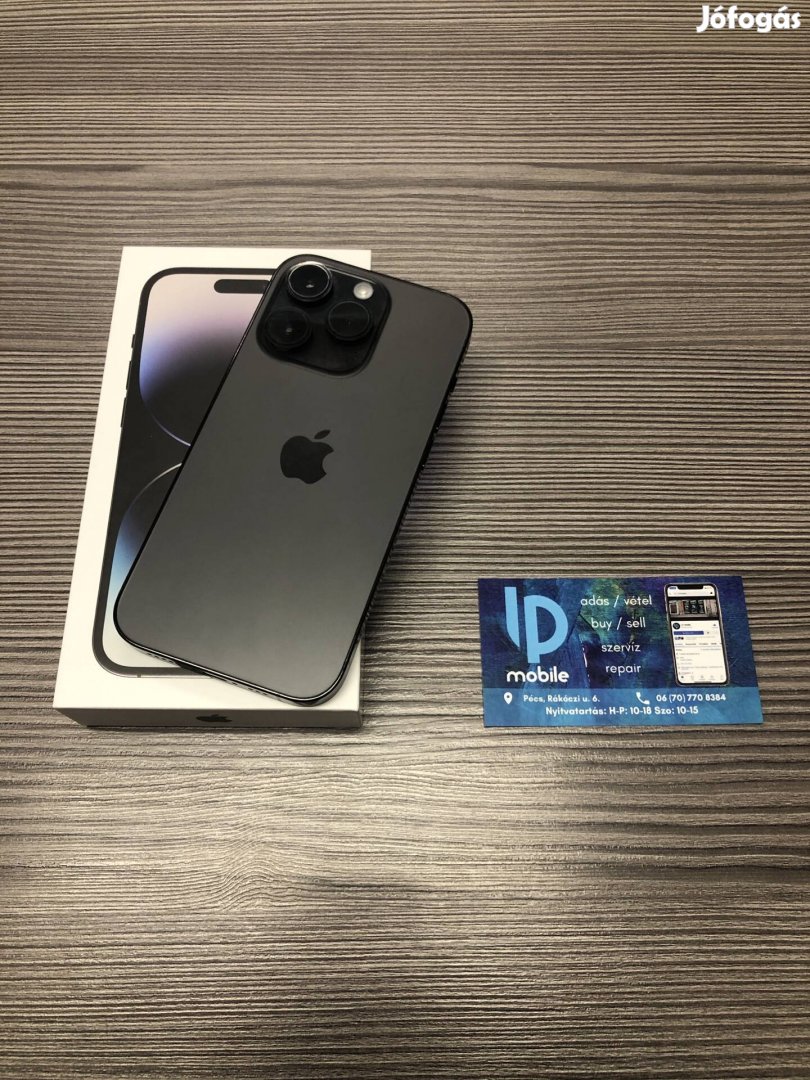 iphone 14 Pro, Hibátlan, 128GB, Space Black, Független, Gyári garancia