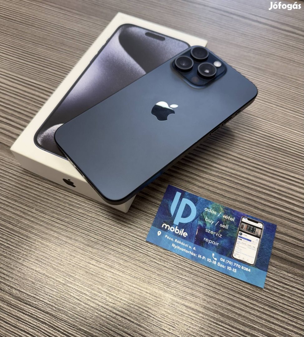 iphone 15 Pro Max, Blue Titanium, 256GB, Független, Garancia