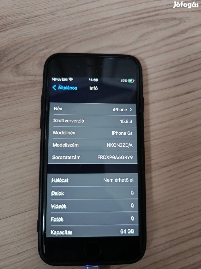 iphone 6S 64GB kártyafüggetlen akku 81%