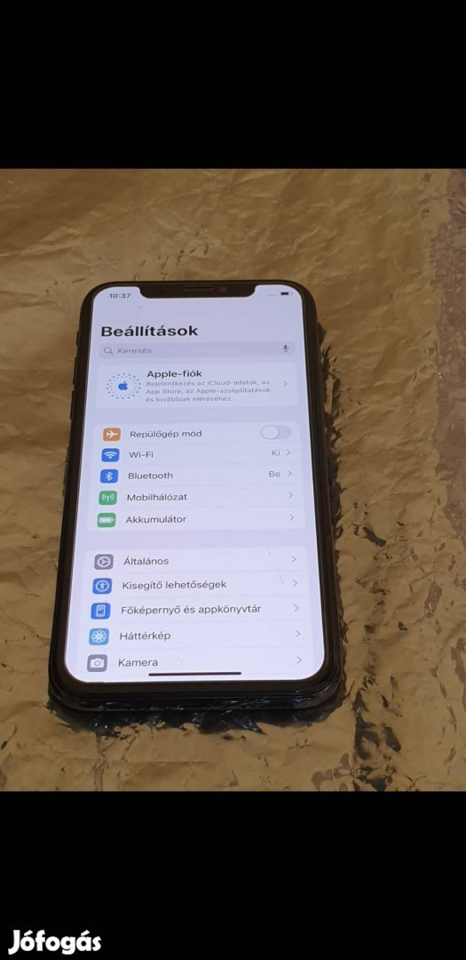 iphone XS Black, 100% akkuval, Független, 64gb, Tokkal,fóliás kijelző