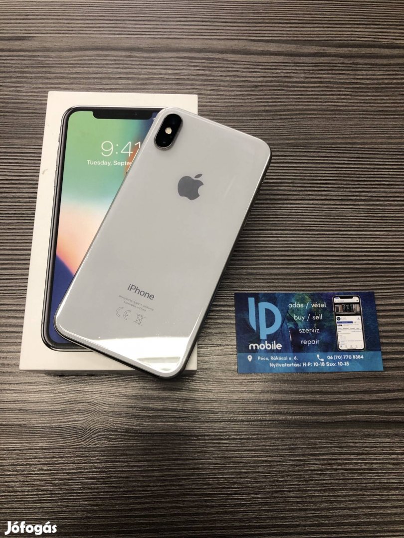 iphone X, Újszerű, 64GB, Silver, Független, Dobozos, Garancia