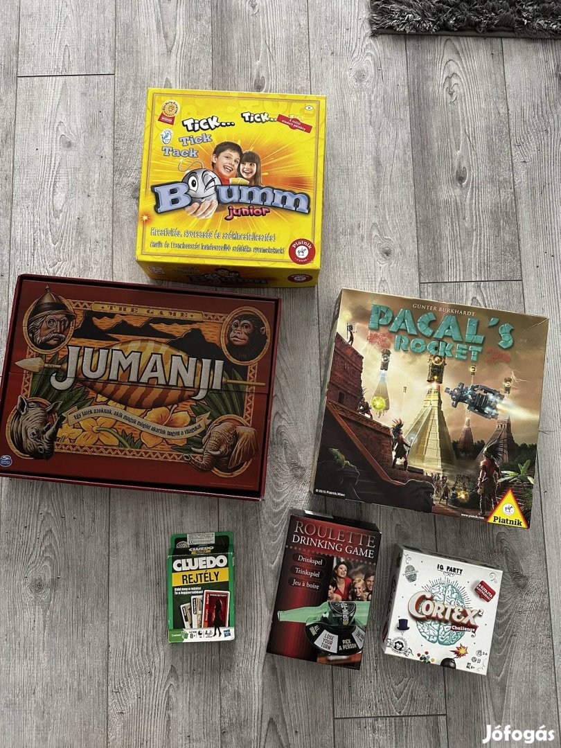 jumanji, boumm, pacal's, cortex, cluedo társasjáték csomag