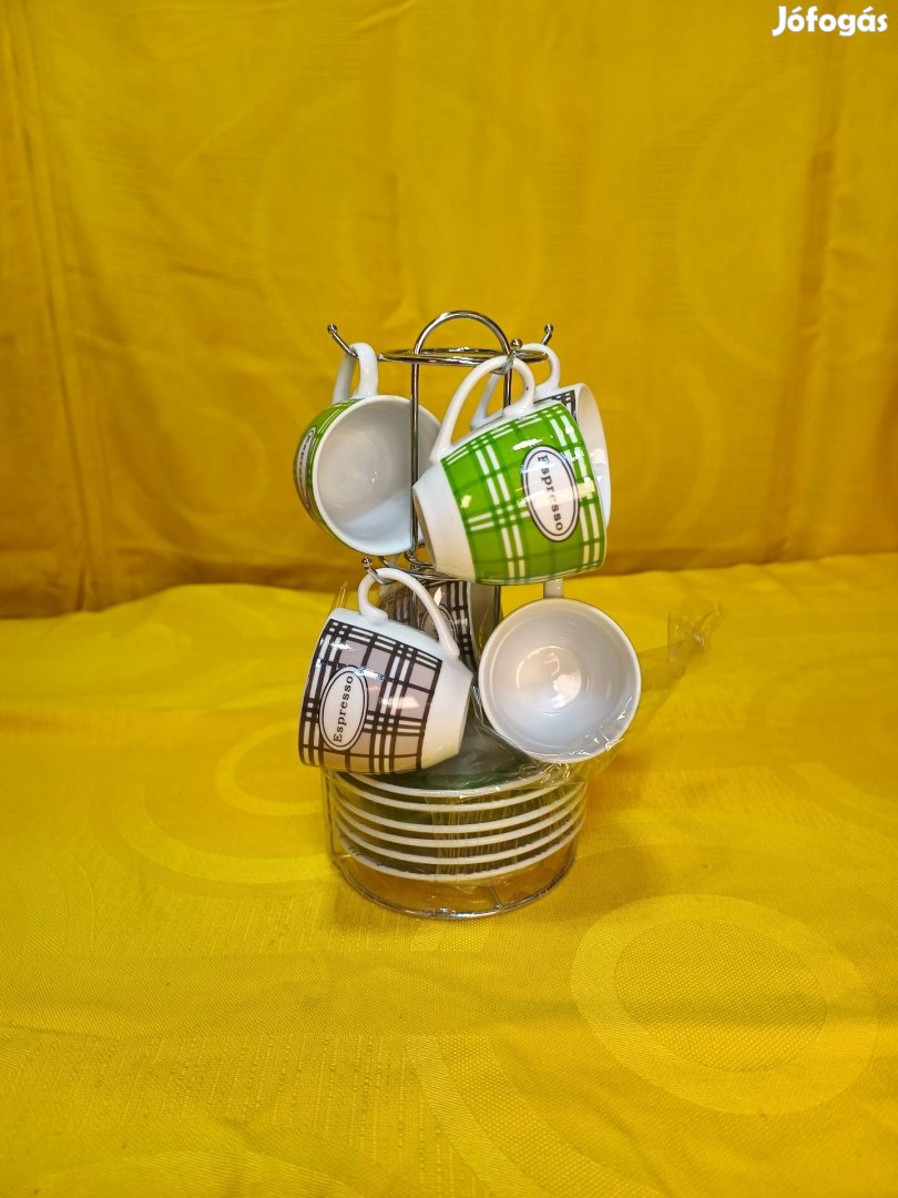 kávés készlet szett álvánnyal 6 személyes