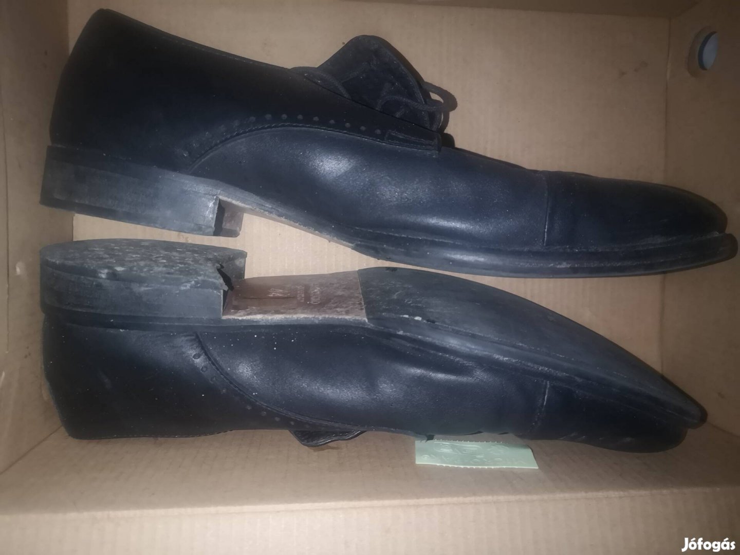 olasz fekete bőr félcipő 44
