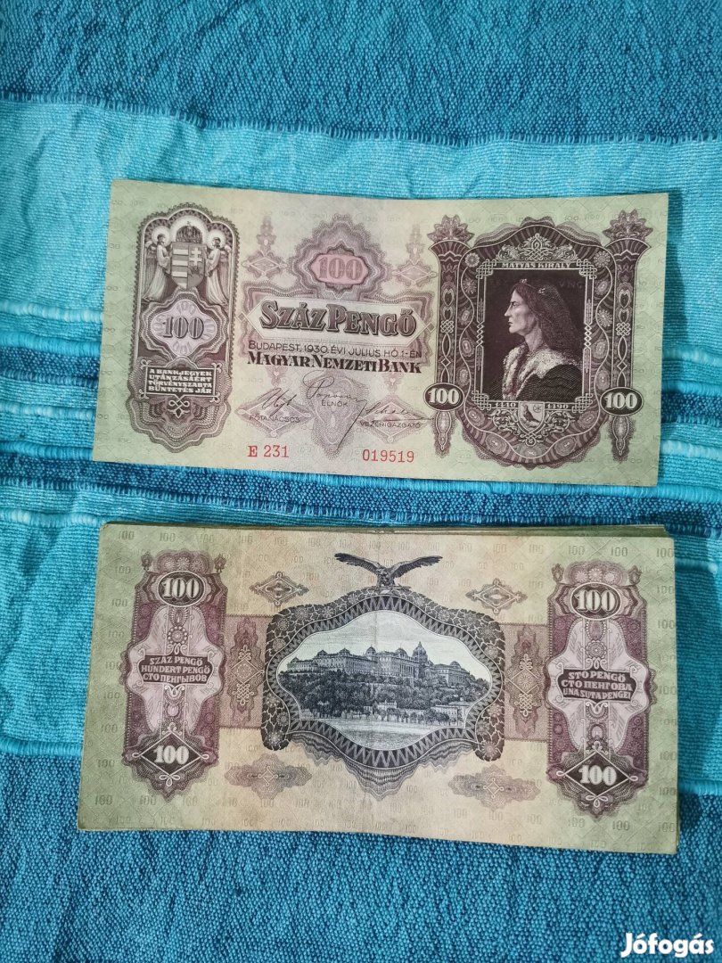 régi pénz, 100 pengő, 1930