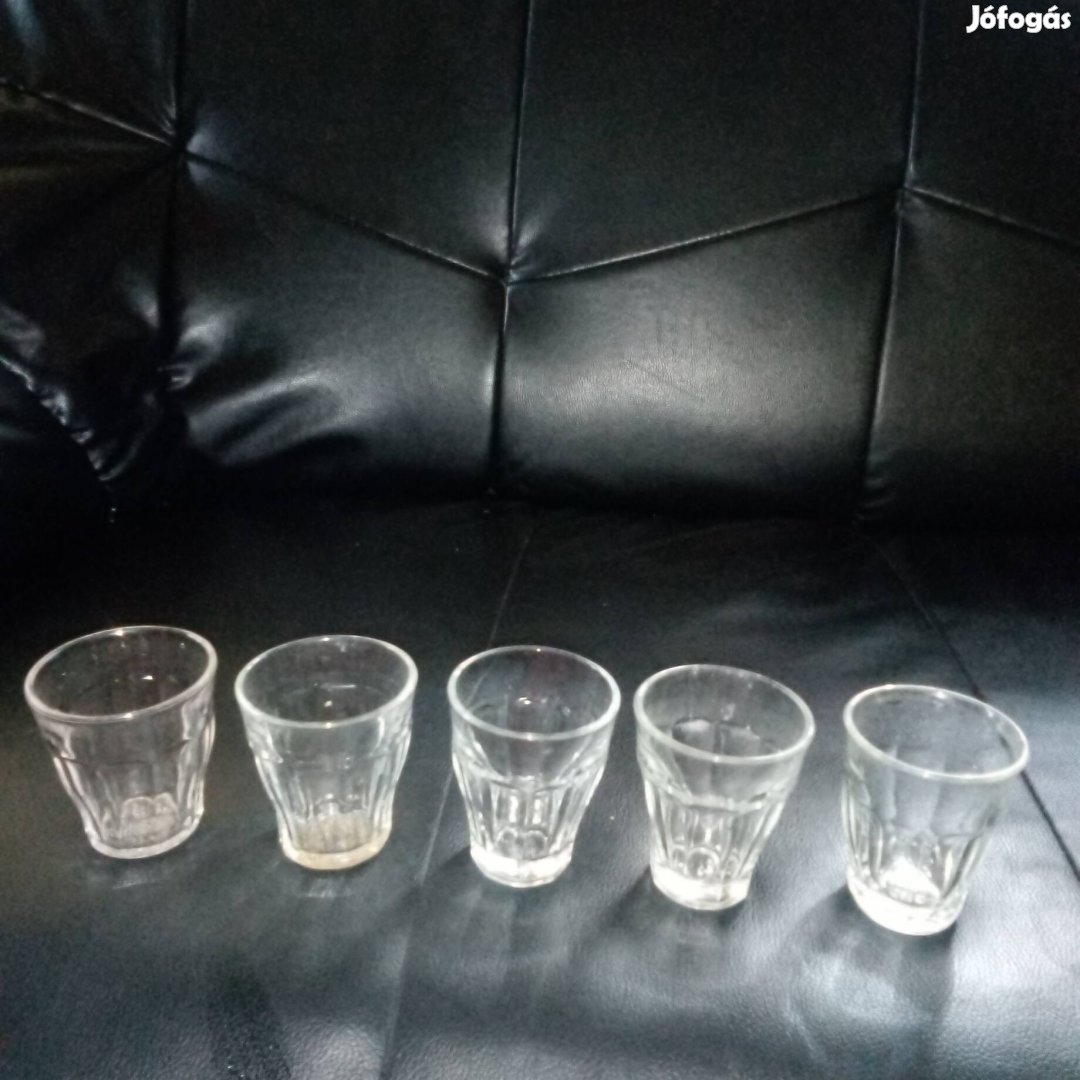 régi retro üveg kávés pohár 5 db kv pohár 