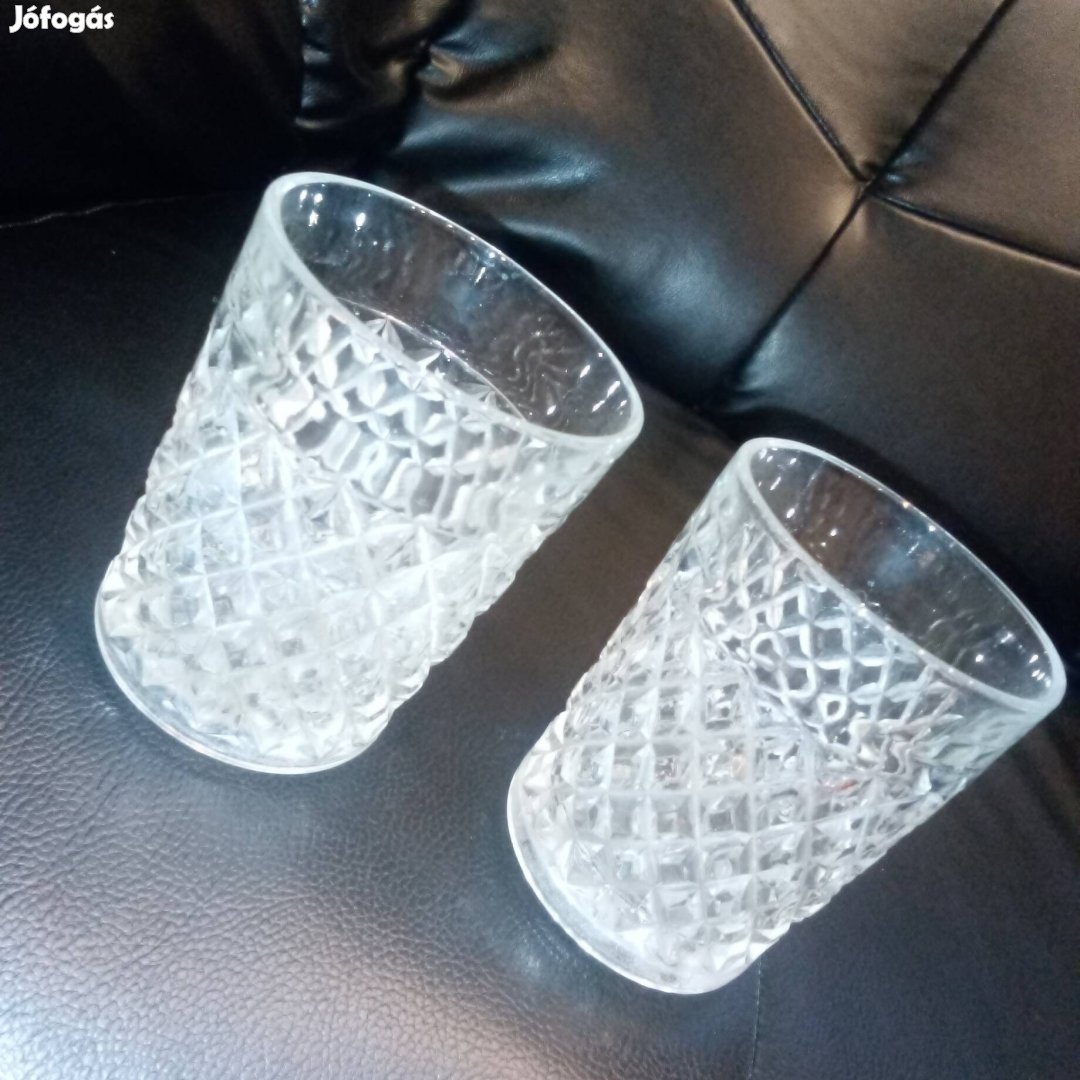 régi üveg whisky pohár 2 db 