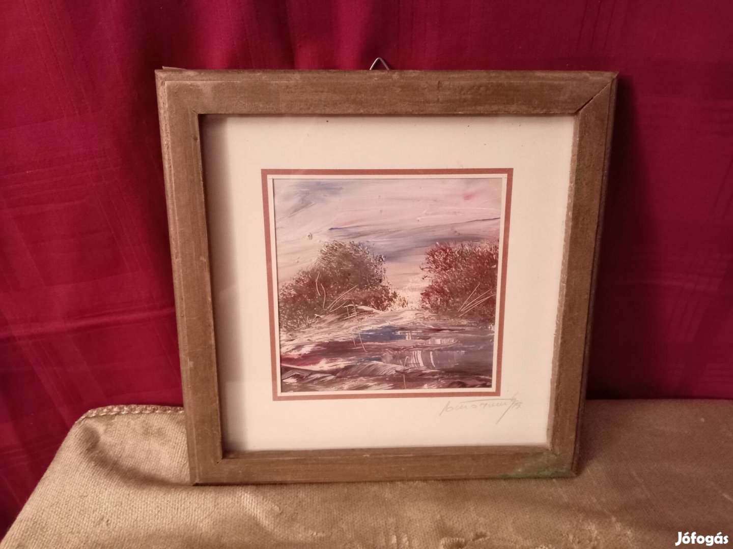 retro festmény tájkép keretben hagyatékból