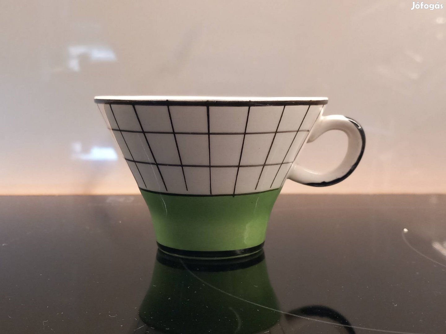 retro gránit kockás porcelán csésze