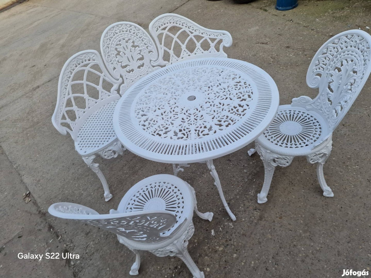 retro kerti garnitúra régi öntvény alu garnitúra antik