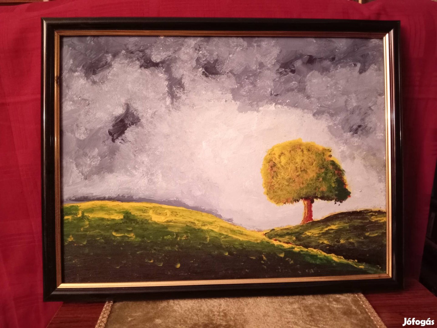 retro vintage festmény tájkép keretben