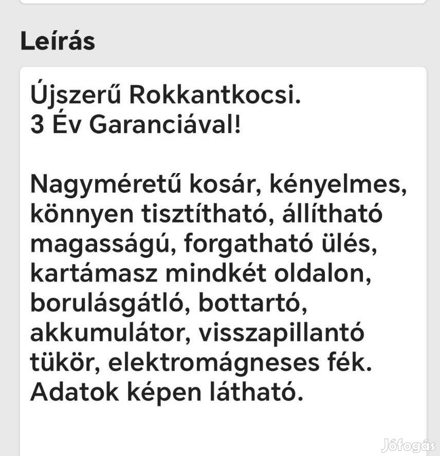 rokkantkocsi Nagykerekű eladó! 