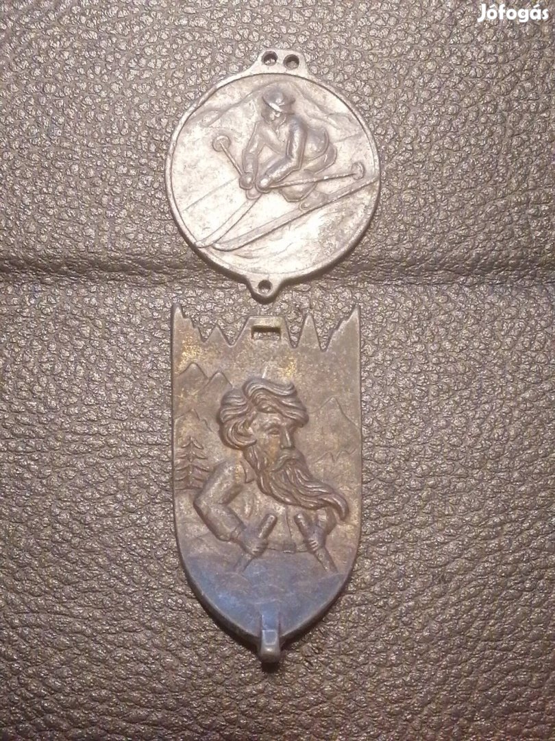 síelős régi plaket érem
