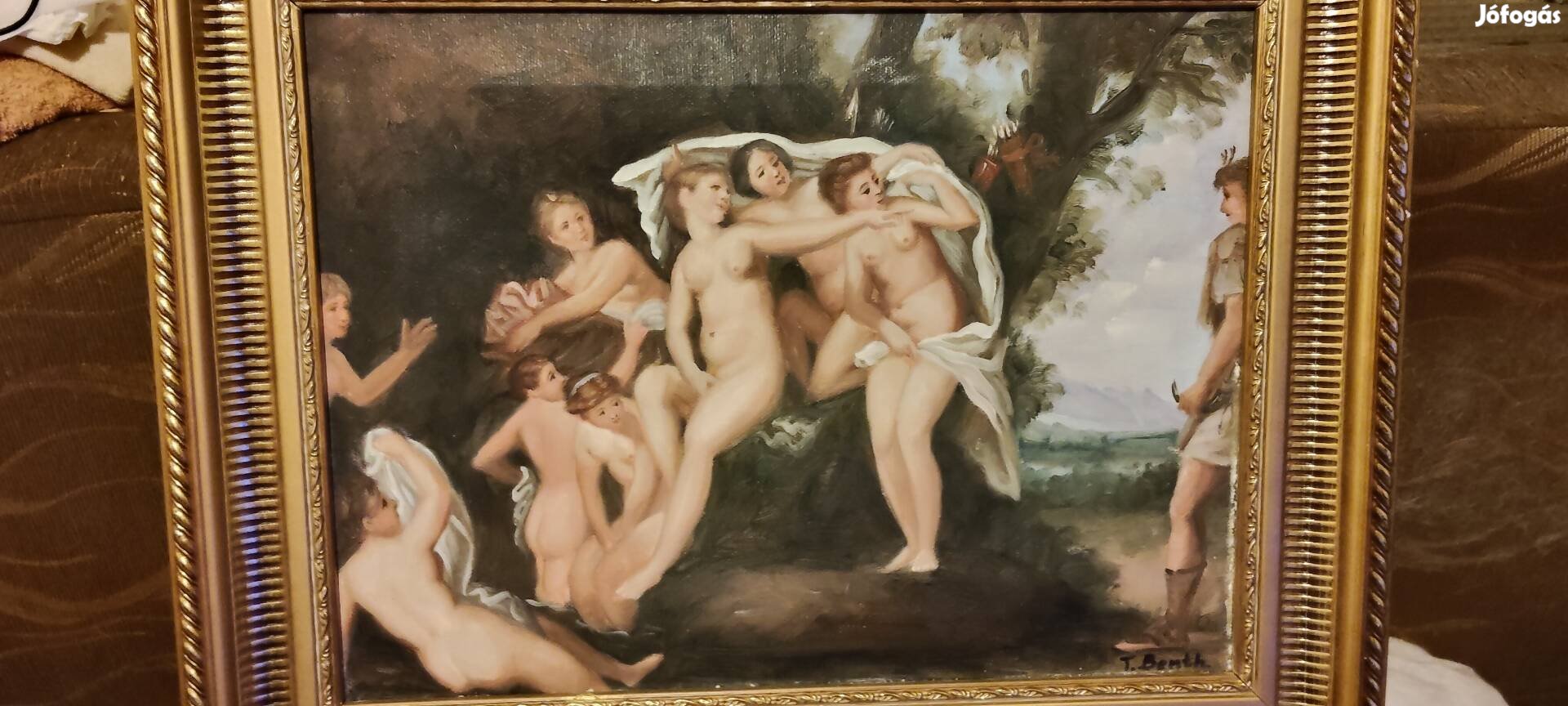 szép antik akt festmeny