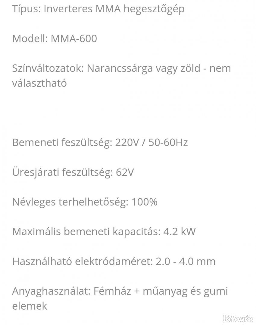 tho  mma600 inverteres hegesztőgép 