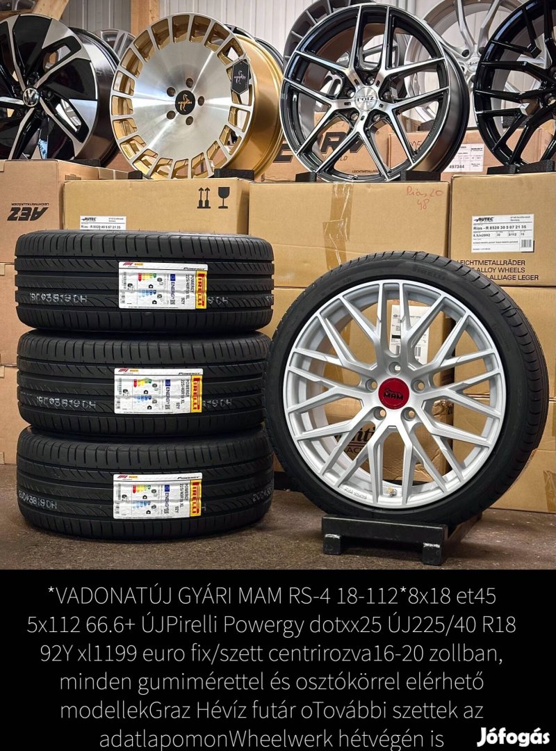 új Mam RS4 5x112 225/40 R18 Pirelli új nyári gumikkal