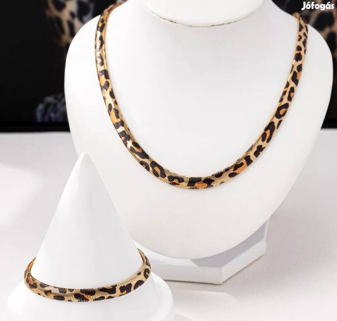 új arany színű leopárd mintás alkalmi ékszer szett