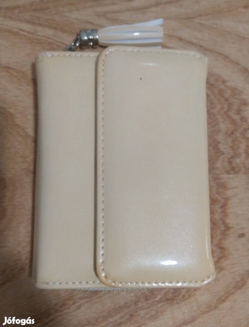 új bézs arany színű csillogó sok zsebes cibzáros pénztárca