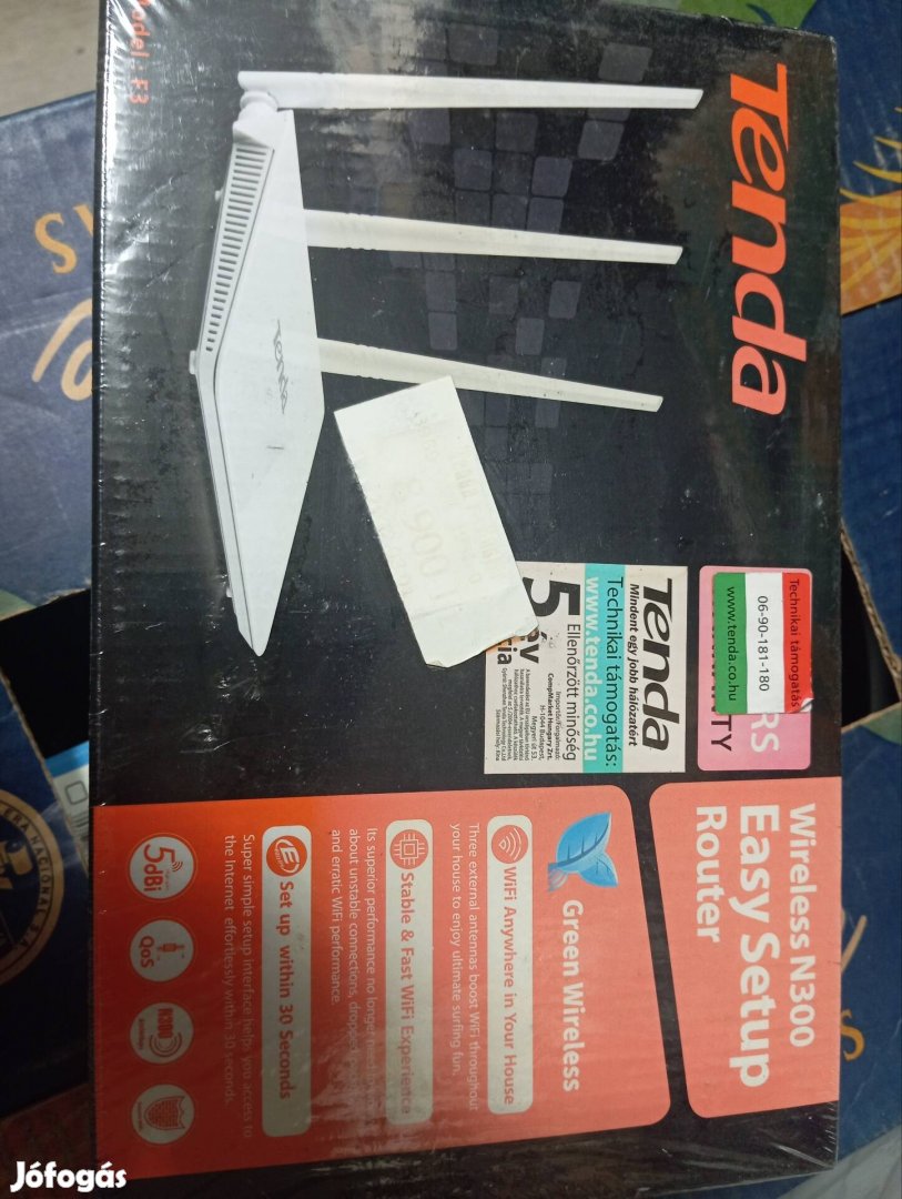 új bontatlan Tenda 3 antennás vezeték n300 nélküli router F3
