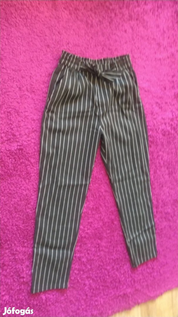 új fekete fehér csíkos masnis gumis derekú zsebes alkalmi