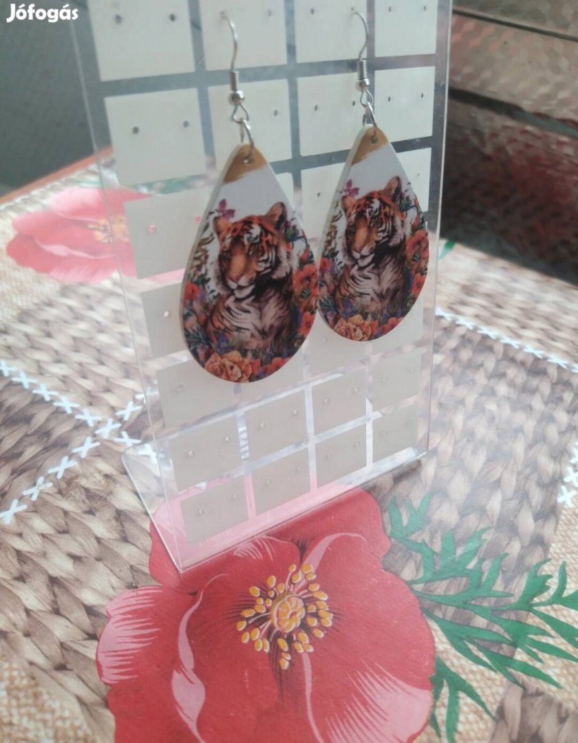 új tigris és virág mintás fehér narancssárga alkalmi