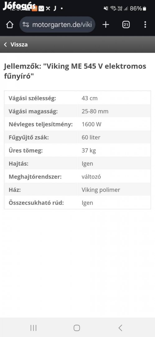 viking elektromos fűnyíró