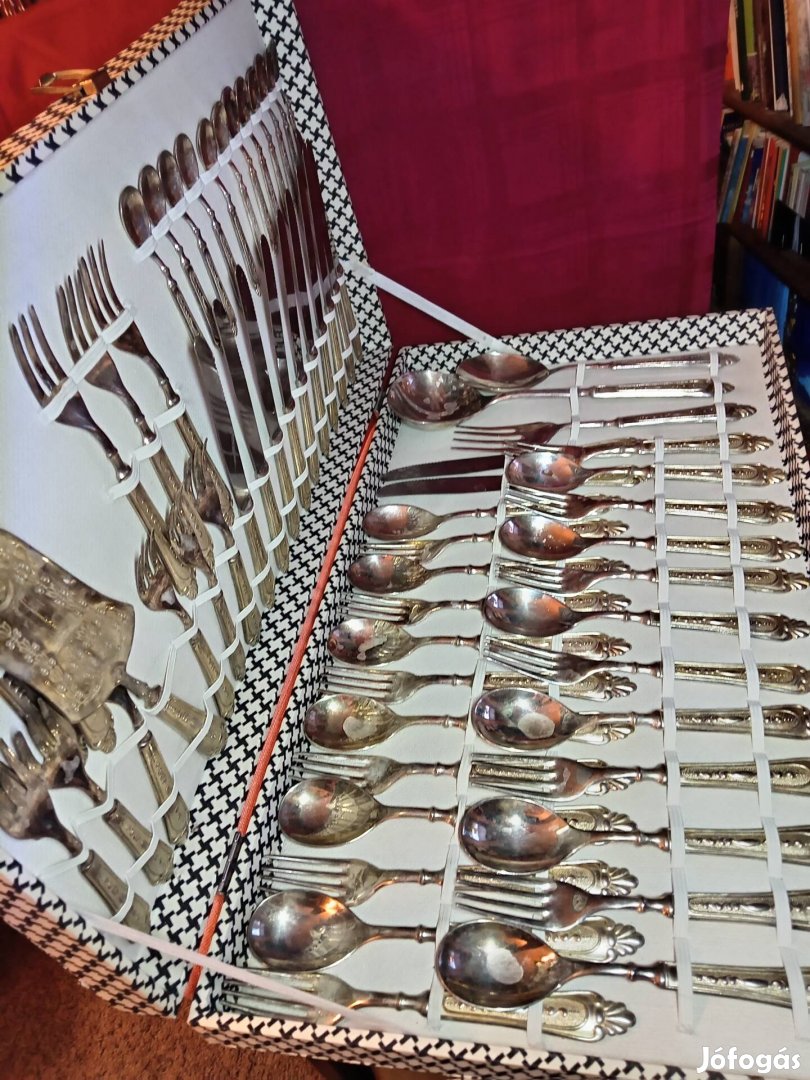 vintage ezüstözött evőeszköz készlet