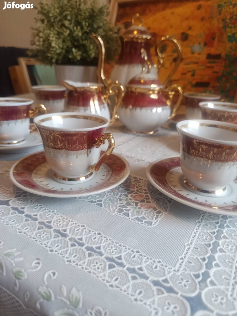 vintage hibátlan porcelán jelzett kávéskészlet