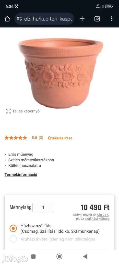 virág cserép kaspó 57 cm kiváló állapotban 