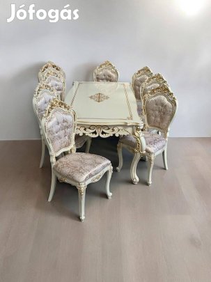 [Új] Barokk (Luxus) Étkezőgarnitúra asztal+6 szék