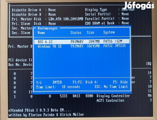 [ Elkelt ] Retro DOS, Windows 98 PC, játékokkal, Dual Boot, Game