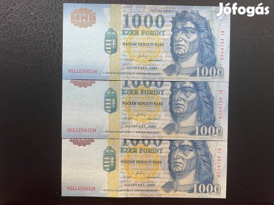 1000 forint 2000. Unc hajtatlan sorszámkövető bankjegyek