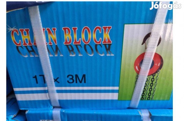 1000kg teherbírással láncos emelő, 1 tonnás csörlő 3méteres lánccal