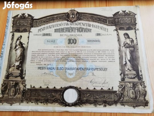 100 Koronás 1906-os Nyeremény-Kötvény