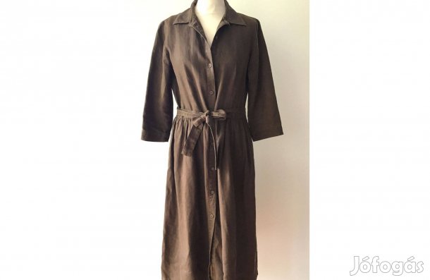 100% LEN, gombos, derékon kötős, nyári ruha -38-as