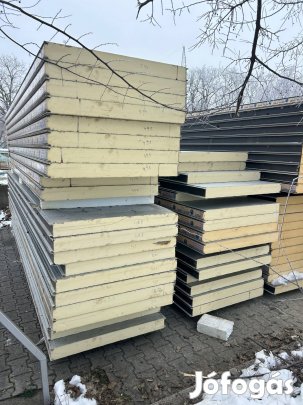 100 mm pír habos ezüst /fehér mikro bordás szendvics panel