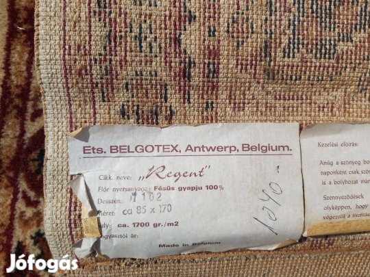 100 százalékos fésüs gyapjú, kisméretű belga szőnyeg eladó