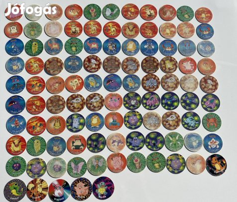 100db Régi Eredeti Magyar nyelvű Pokemon Tazo egyben eladó