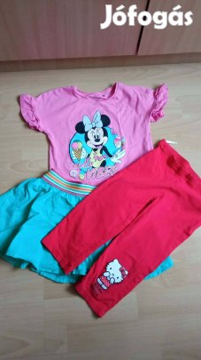 104-110 ( kb ) lány rövid ujjú póló + szoknya + leggings együtt 800 Ft