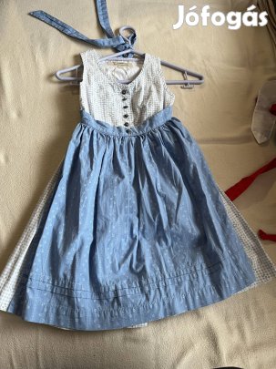 104/110-es vikágoskék kockás Dirndl ruha 