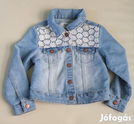 104/110-s farmer kabát horgolt virágokkal,4-5 év