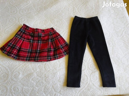 104-es lányka kockás szoknya és fekete nadrág
