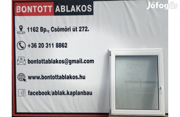 107x130 cm bontott egyszárnyú műanyag kétrétegű bukó-nyíló ablak